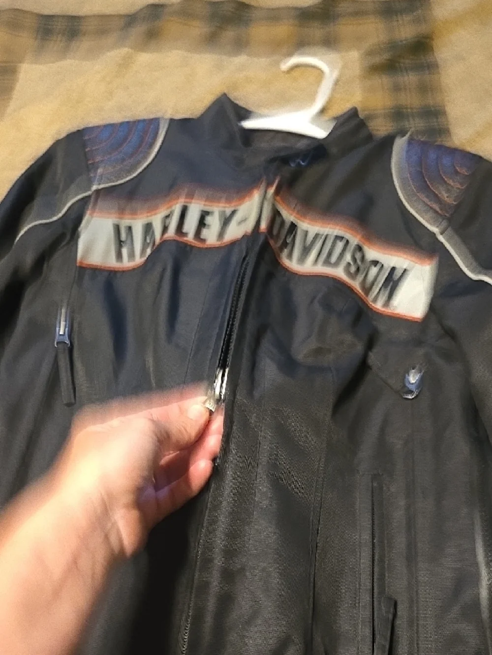 Harley-Davidson Black Jacket with White and Orange Accents Brand New Windproof - Picture 8 of 9